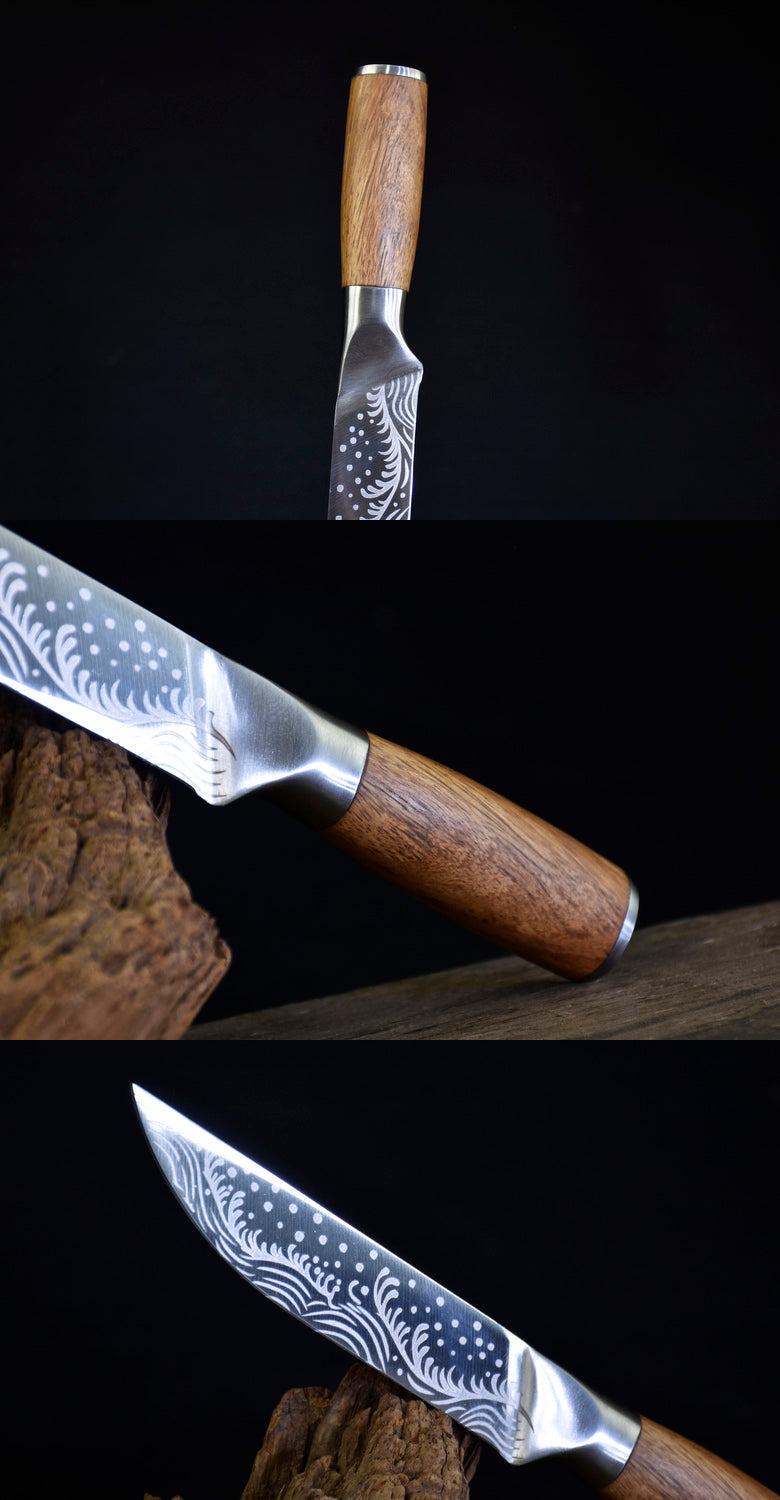 Small Kitchen Chef Knife with Rosewood Handle - 16.5cm Blade