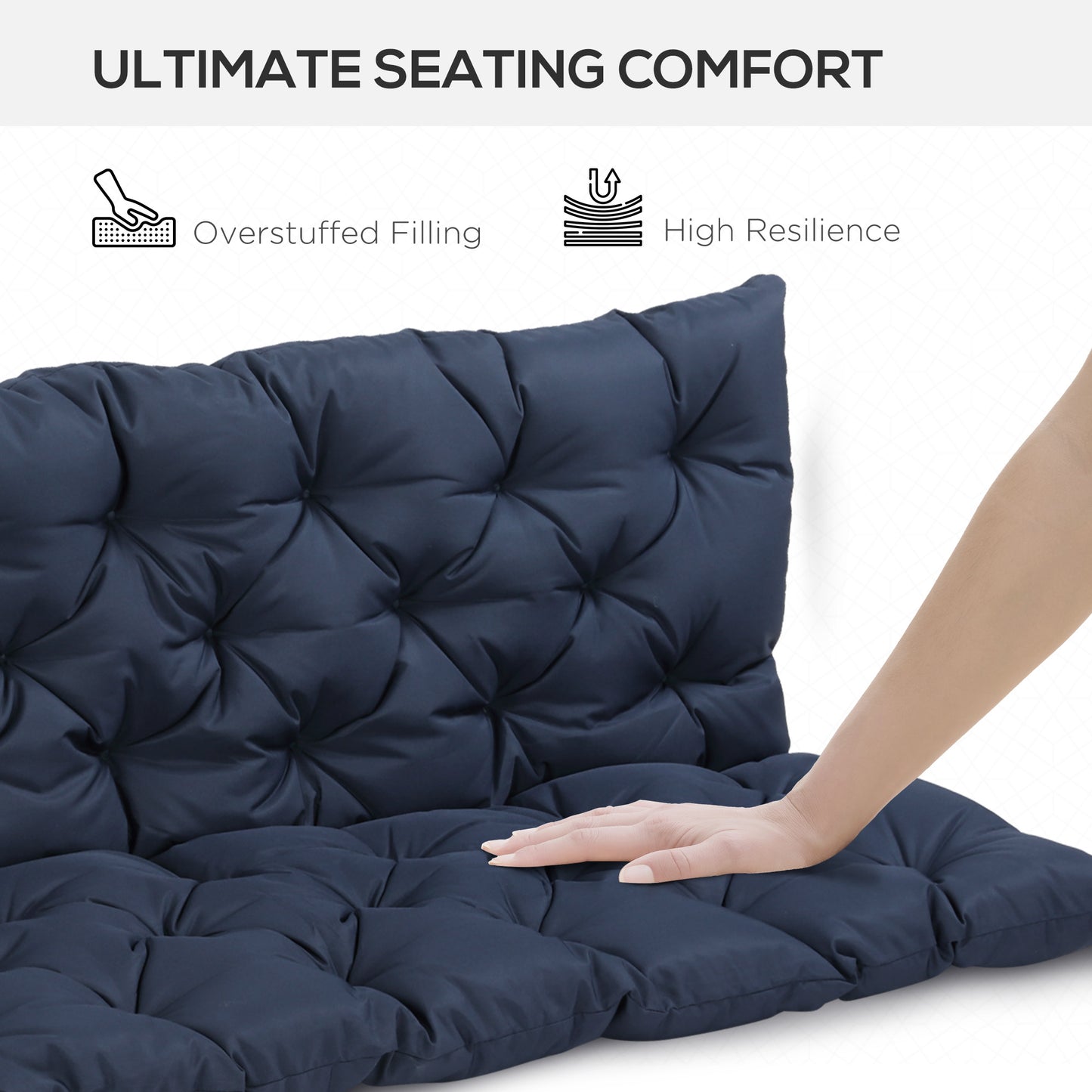 59" x 38" Tufted Outdoor Bench Cushion - Dark Blue