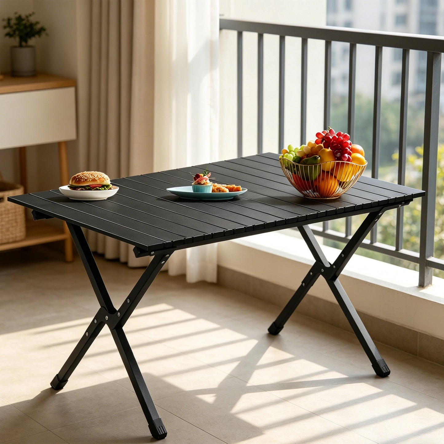 86cm Carbon Steel Folding Camping Table - Portable Picnic Table