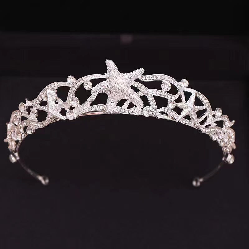 Starfish Alloy Rhinestone Headdress - Silver White