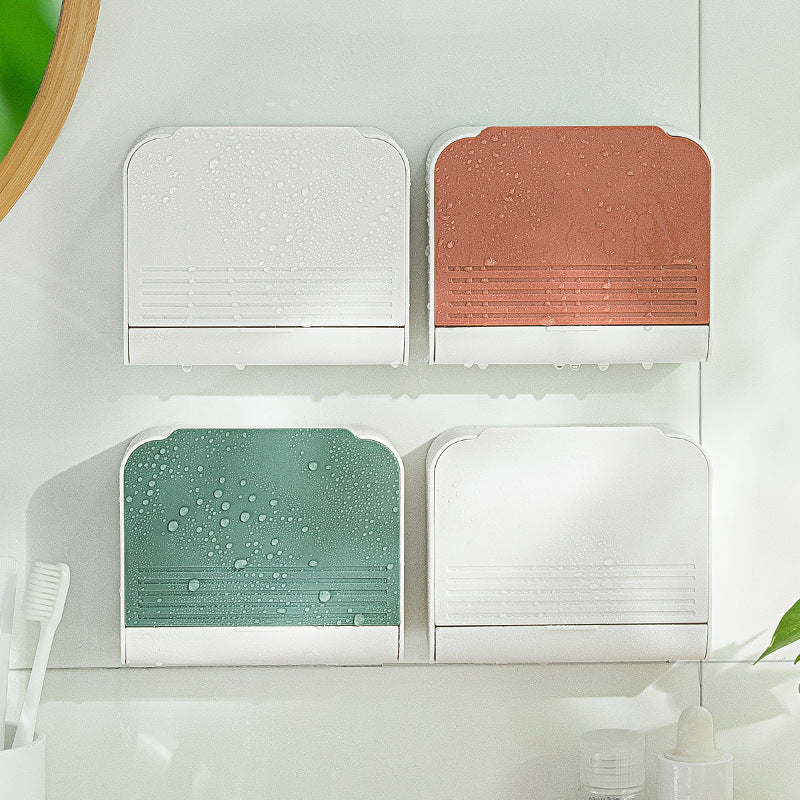 Punch-Free Dustproof Wall-Mounted Cotton Swab Storage Box Bathroom Organizer