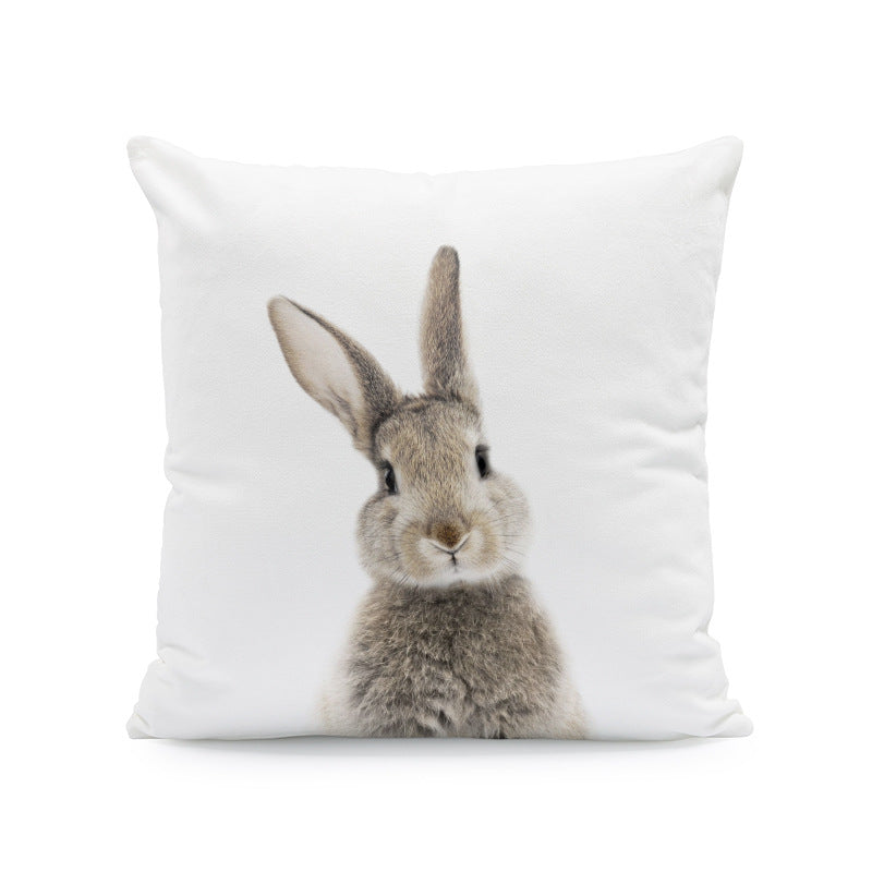 Easter Cartoon Rabbit Print Pillow Cover - 45x45cm Plush Cushion Case for Home Decor
