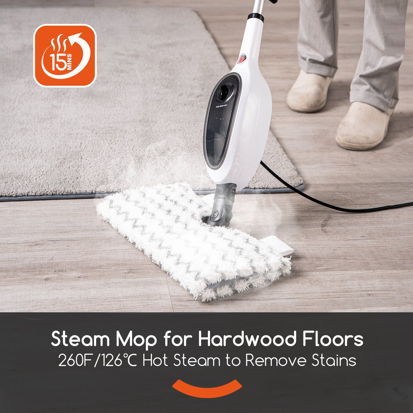 10-in-1 Steam Mop with Double-Sided Design - White
