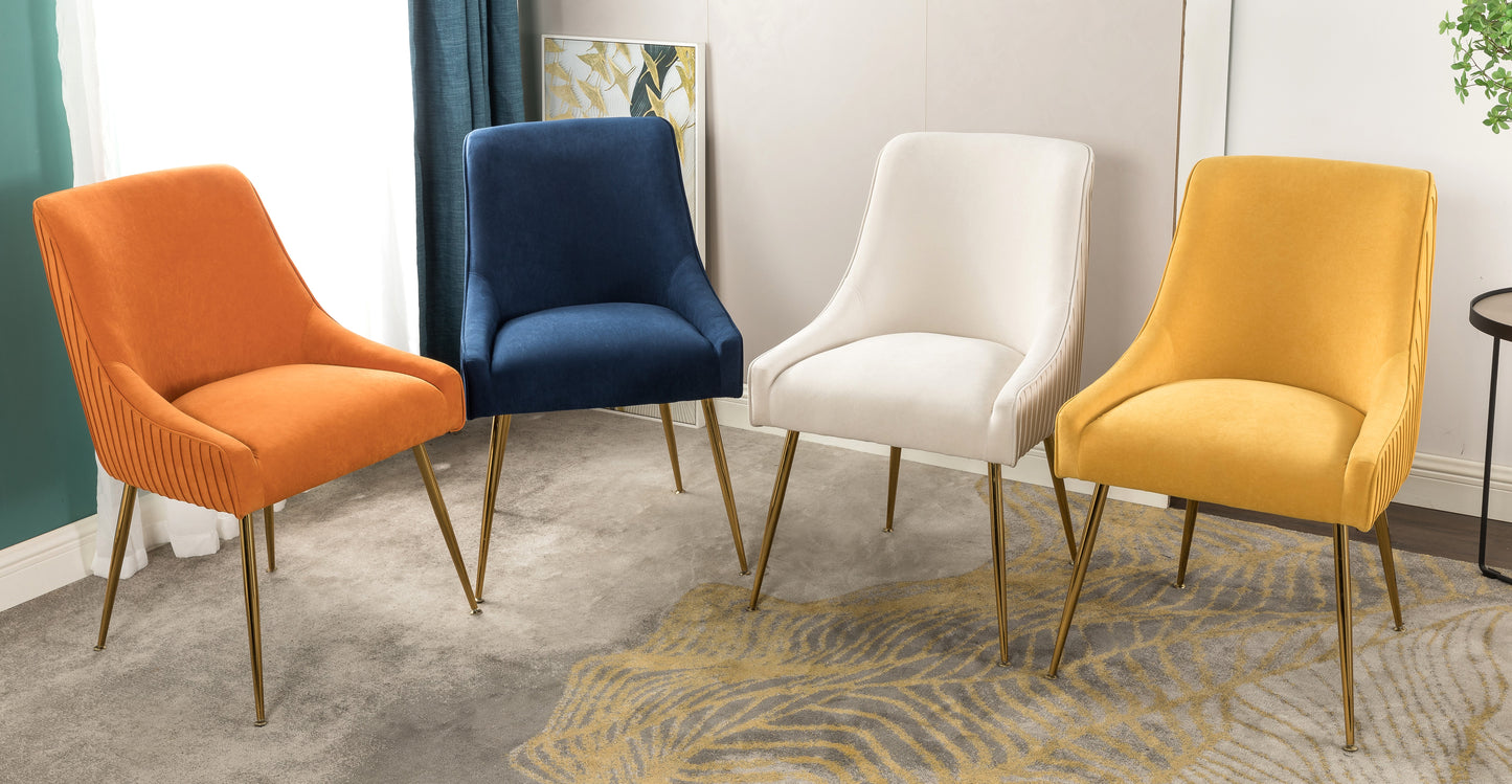 Velvet Dining Chair With Gold Legs, Modern Upholstered Accent Chair,