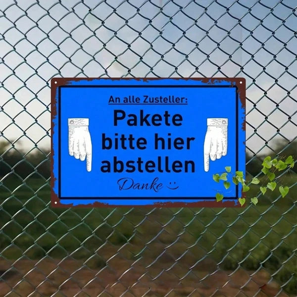 Creative 2D Flat Directional Sign with German Text - Wall Decor