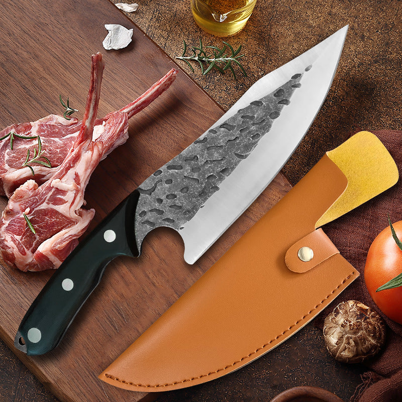 Hand-Forged Boning Knife with Replaceable Blade and Wooden Handle