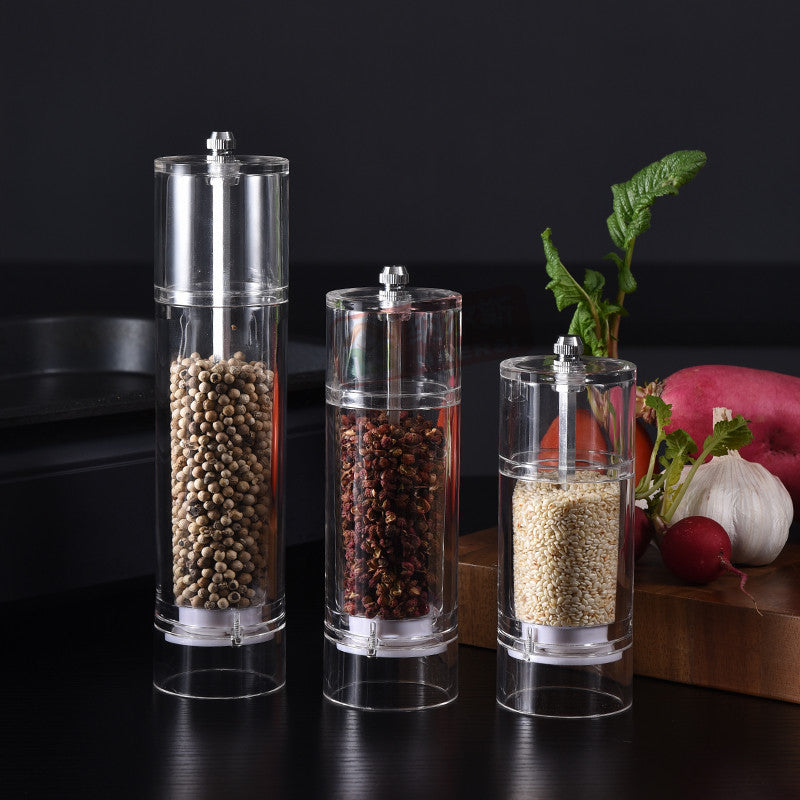 Acrylic Spice Grinder Cylindrical Transparent Kitchen Tool - 5/6/8 Inch Variants