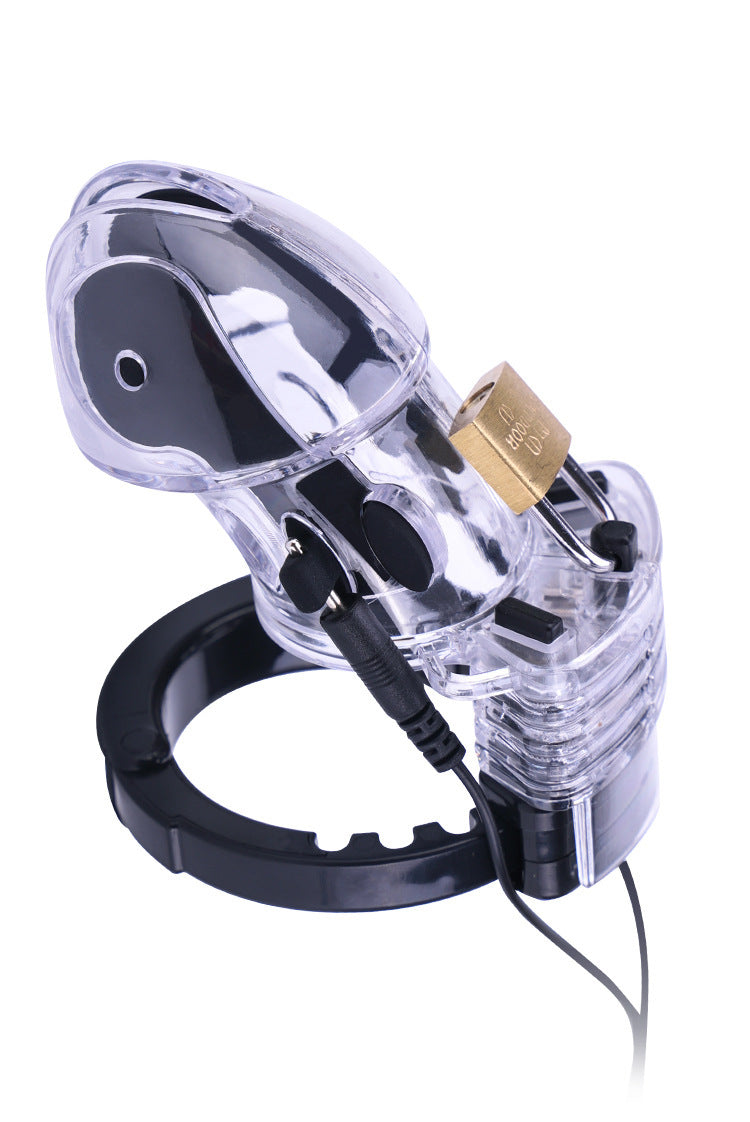 Electric Shock Chastity Cage for Men Adjustable Snap Ring Adult Wellness