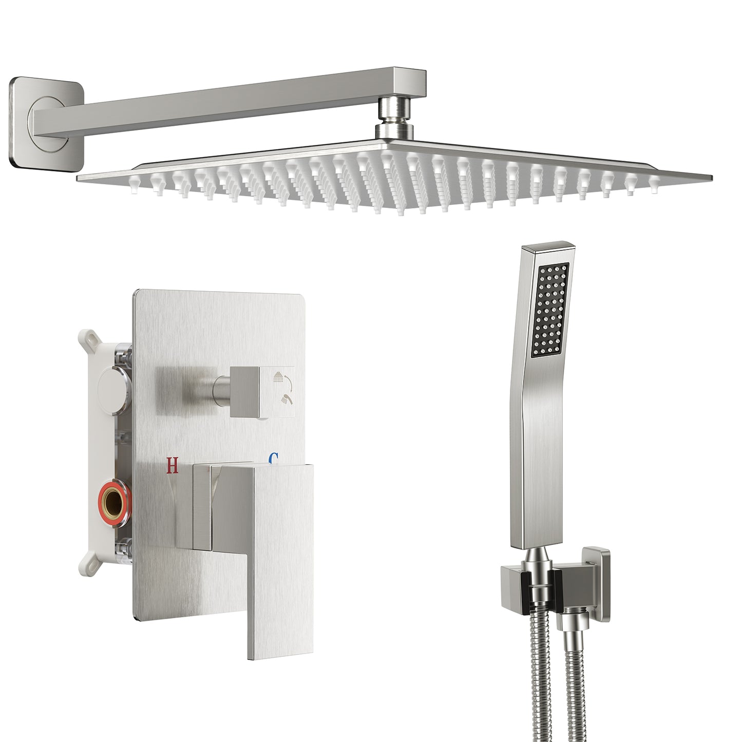 Wall-Mounted Shower Faucet Set - 10-Inch Overhead & Handheld Shower