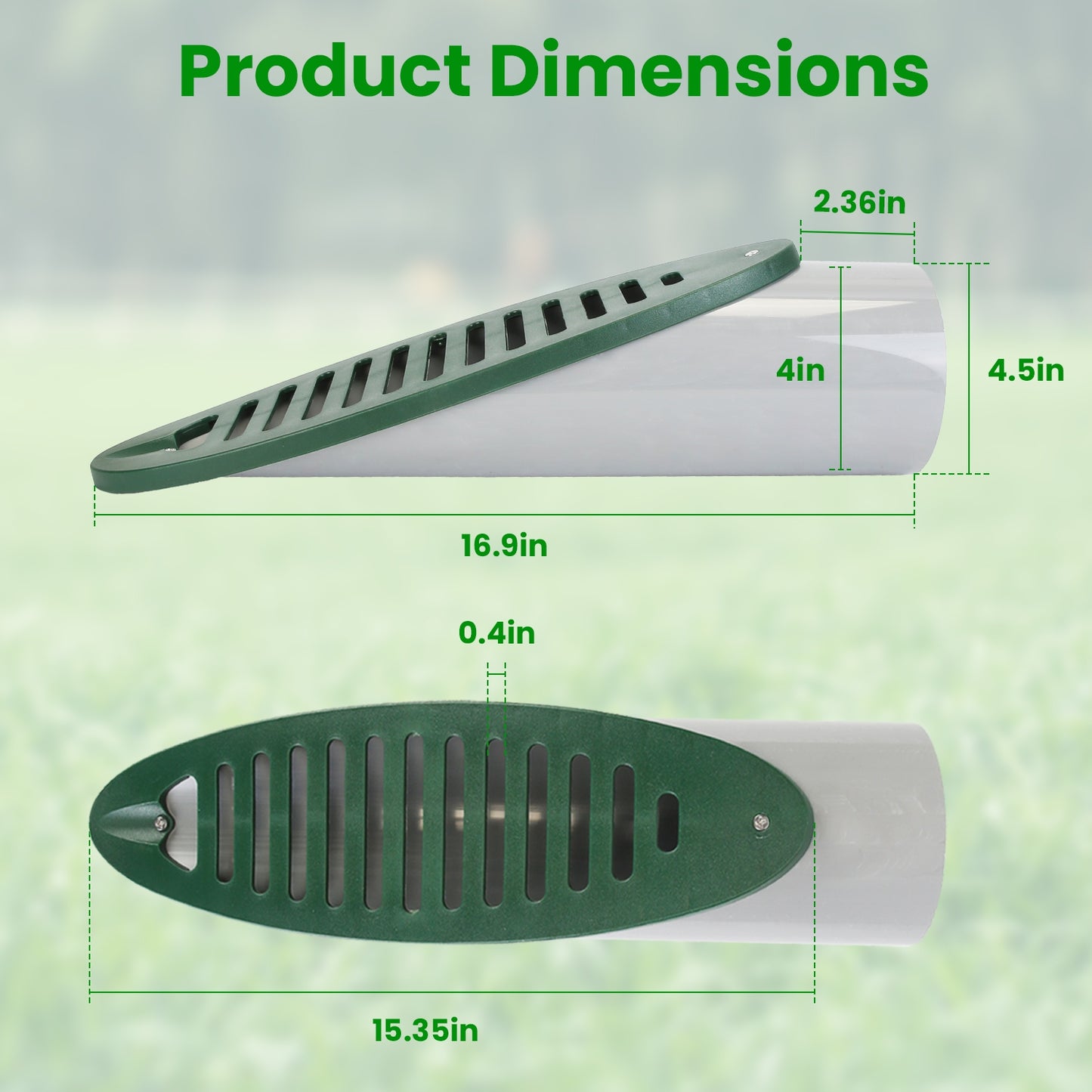 Green 4-Inch Angled Yard Drain Pipe with Sloped Grate for Foundation Drainage
