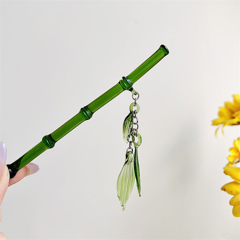 Glazed Bamboo Leaf Hairpin
