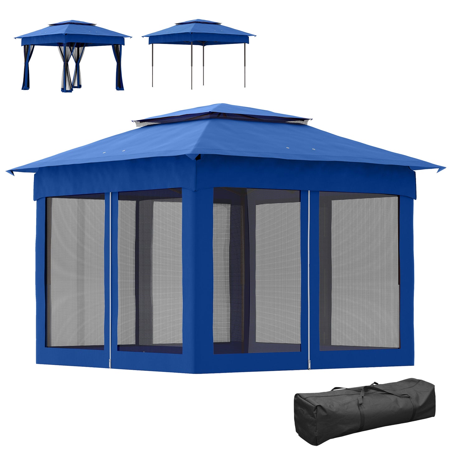 Pop Up Canopy Gazebo Shelter with Zipper Netting - 11x11 Blue