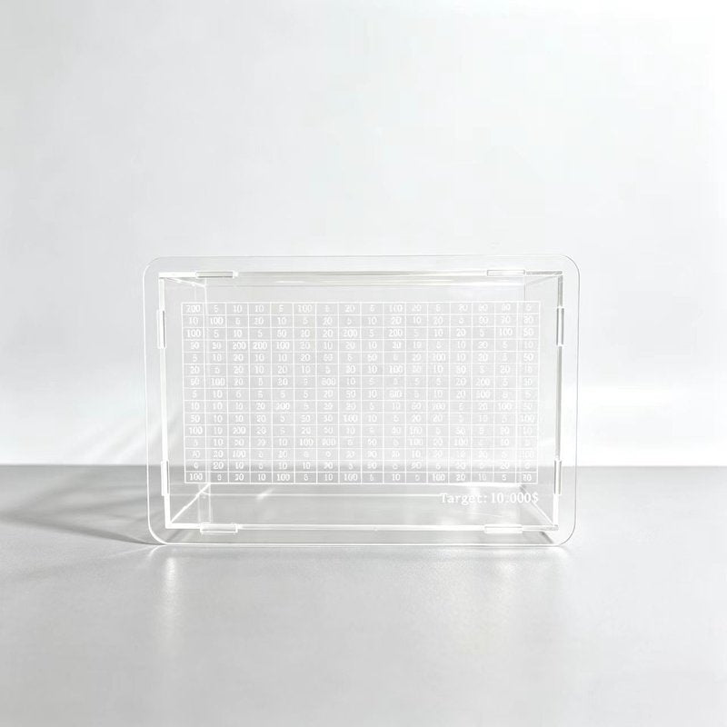 Transparent Acrylic Piggy Bank with Patchwork Design — Multiple Colors