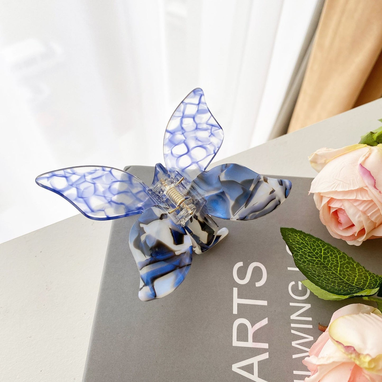 Butterfly Hairpin Girl Clip Back Head Accessory - Fuchsia Dreamy Blue Purple Bubble Blue