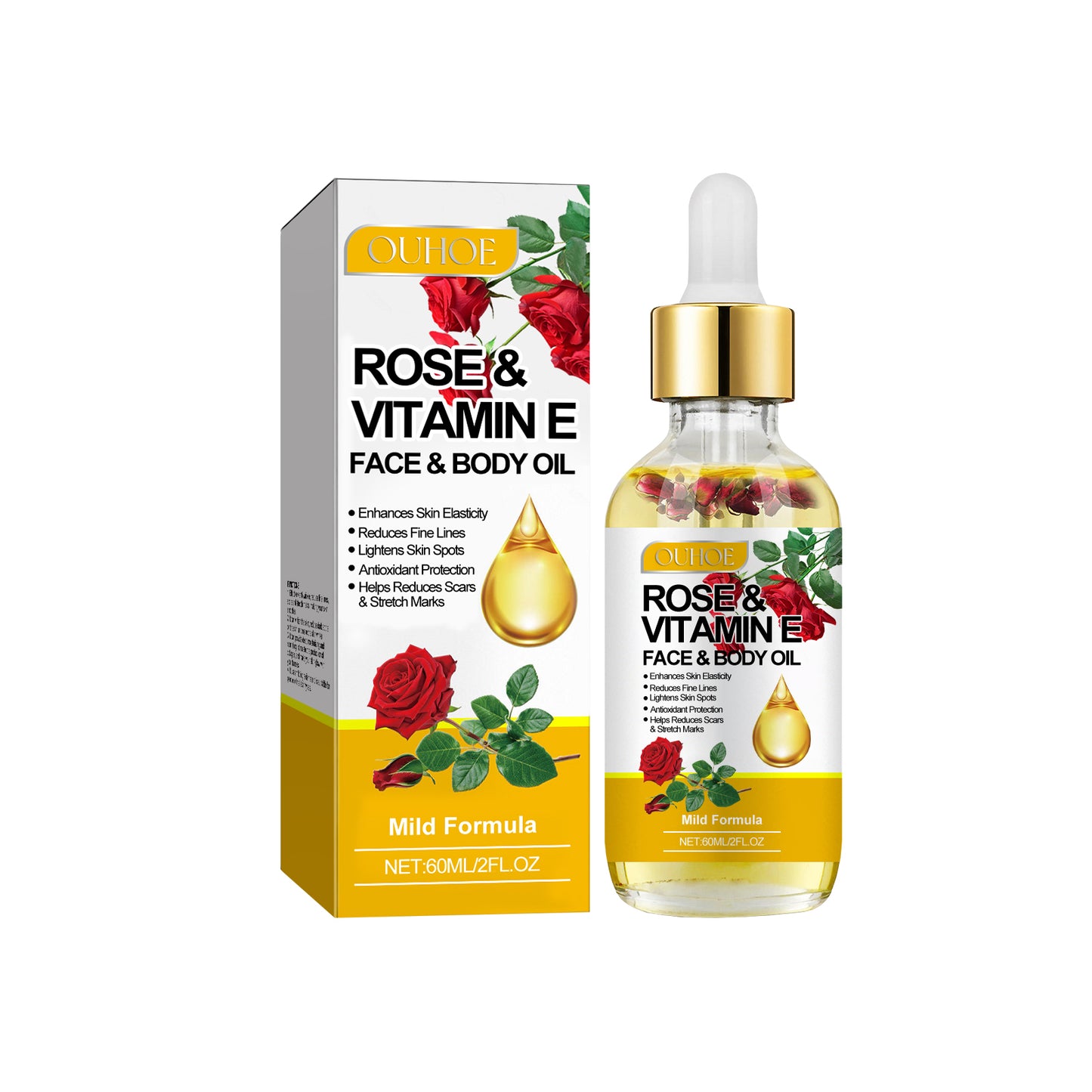 Rose Vitamin E Face Serum - Moisturizing & Brightening Skin Oil 60ml