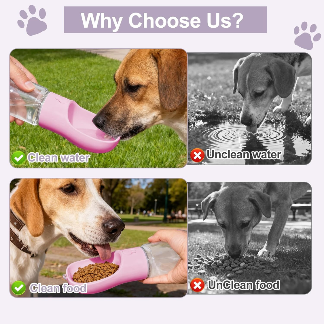 Portable Dog Water Bottle with Food Container - 12oz Leak-Proof Pet Dispenser for Travel and Outdoors