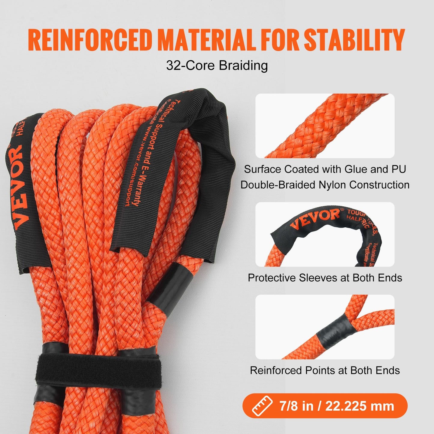 Heavy-Duty Off-Road Tow Rope 20ft 30,580 Lbs Snatch Strap for Car Truck ATV UTV