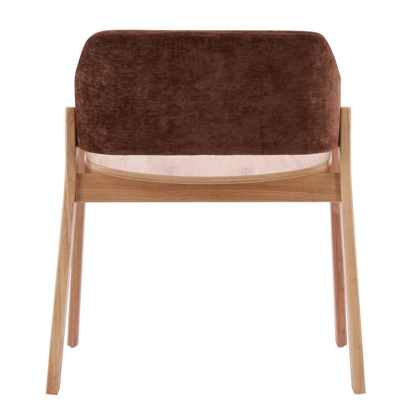 Upholstered Dining Chairs Set of 2 - Brown Fabric & Rubber Wood