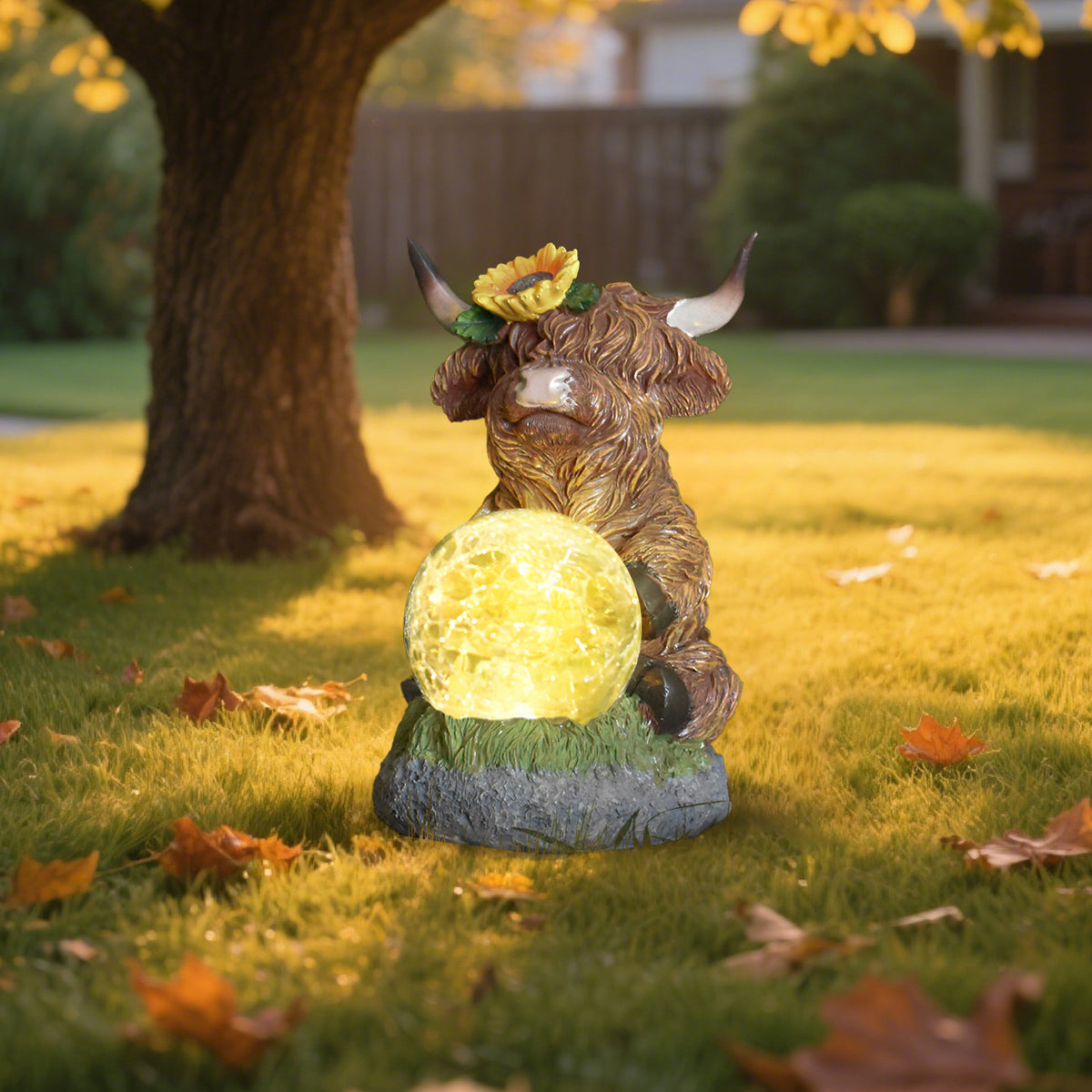 Highland Cattle Solar Garden Lamp Outdoor Decorative Light Yard Ornament