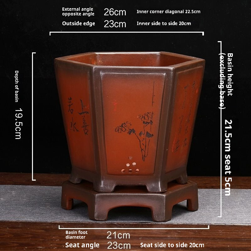 Hexagonal Large Ceramic Flowerpot for Home Garden Indoor Outdoor