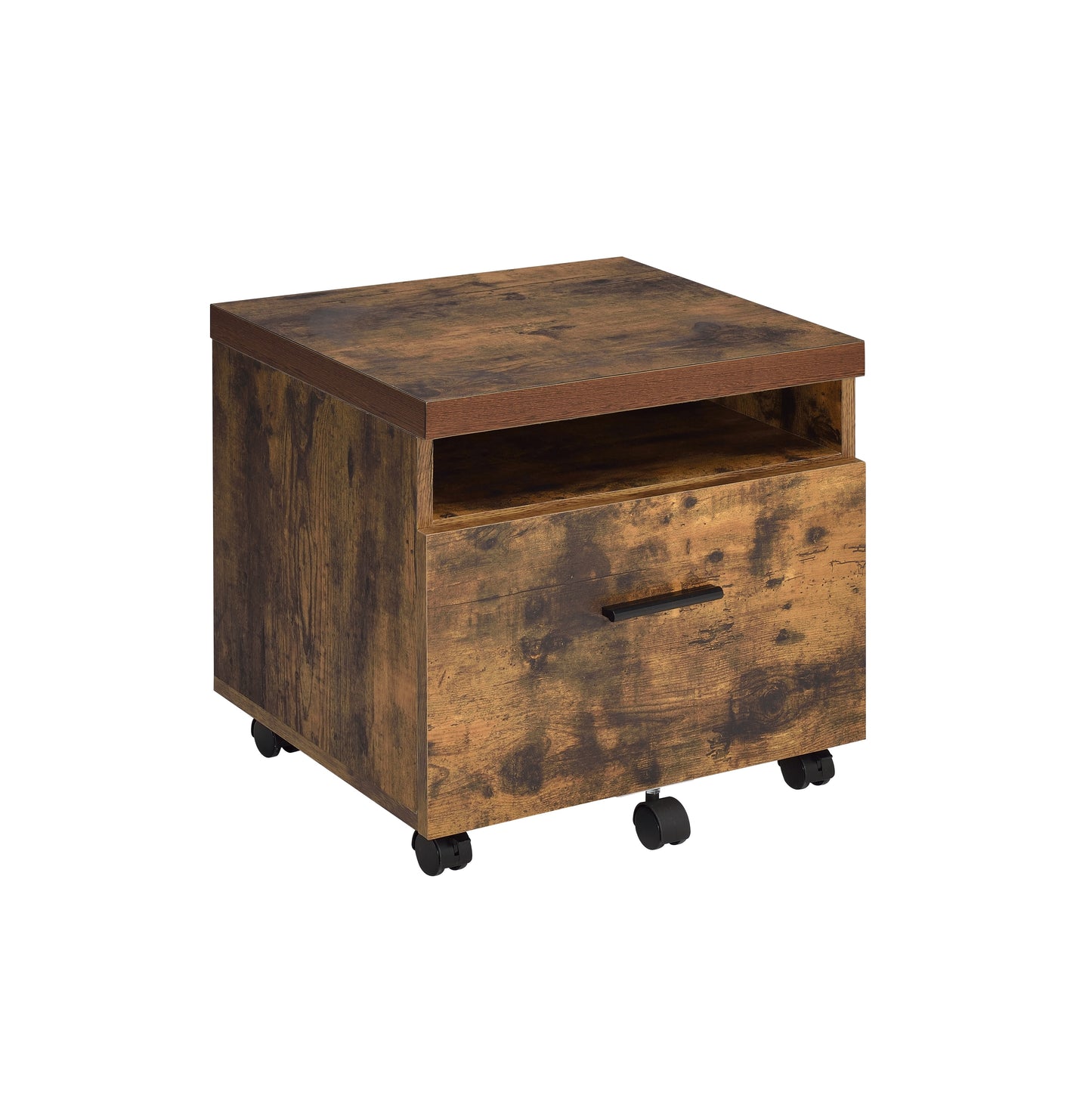 Bob Weathered Oak & Black Finish File Cabinet with Drawer