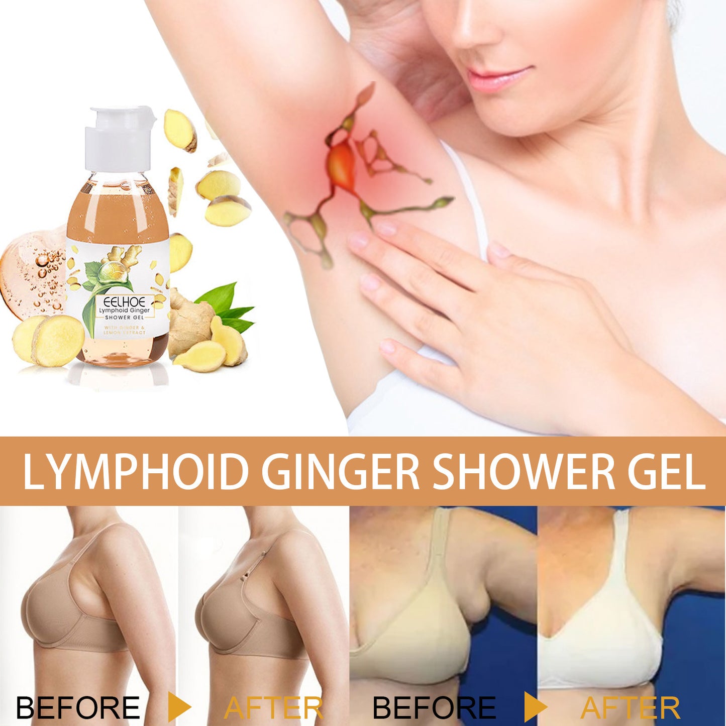 Ginger Lymphatic Drainage Body Wash - Detoxifying & Firming Skin Cleanser