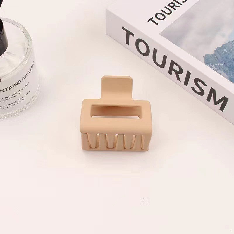 Square Matte Rubber Hair Clips - Korean Style, Black & Cream
