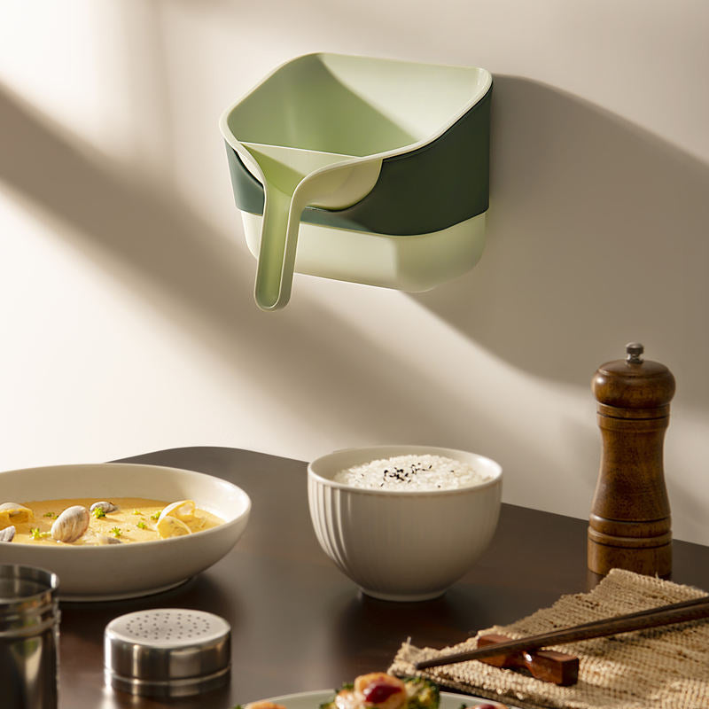 Wall-Mounted Plastic Storage Box - Open Top Kitchen Organizer 22x19x15cm Light Green