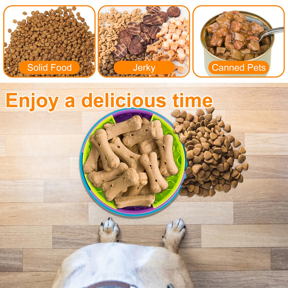 Pet Slow Feeder Bowl with Puzzle & Lick Mat for Medium & Large Dogs - Green