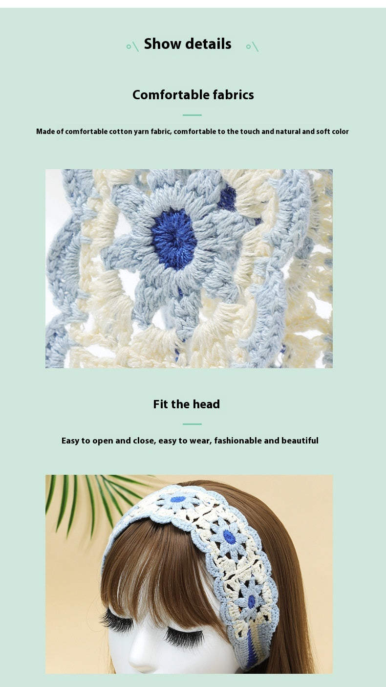 Cotton Flower Hair Band - Blue Floral