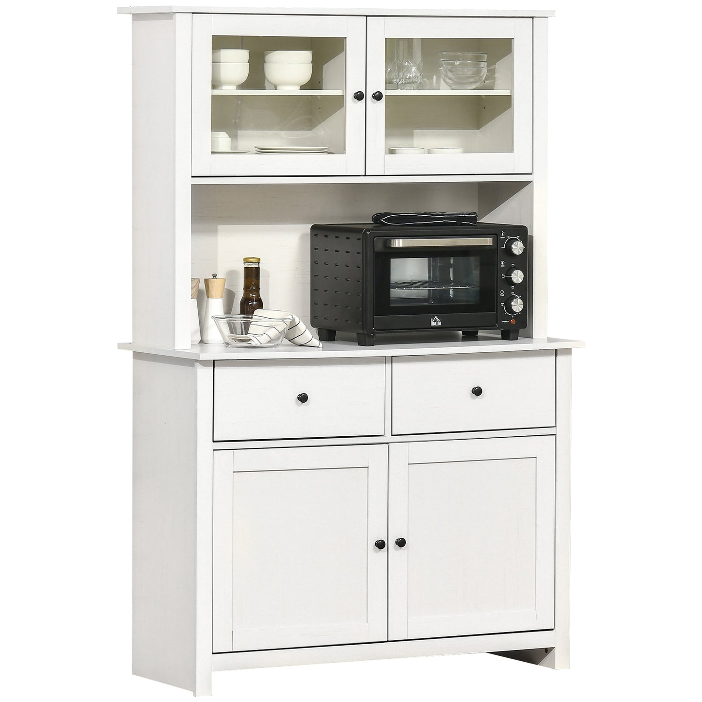 63.5" Kitchen Buffet with Hutch, Pantry Storage Cabinet 4 Shelves,