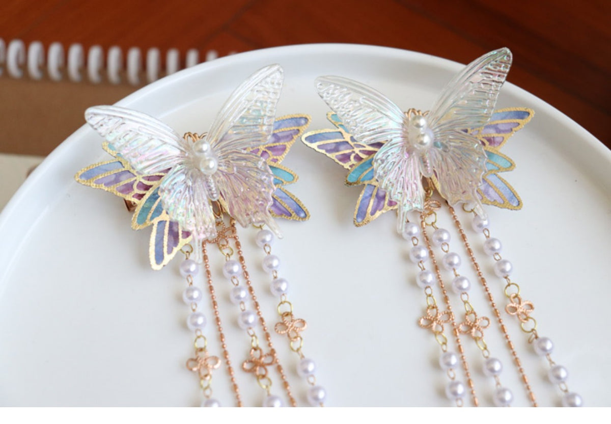 Butterfly Hairpin with Tassel - Hanfu Hair Accessory