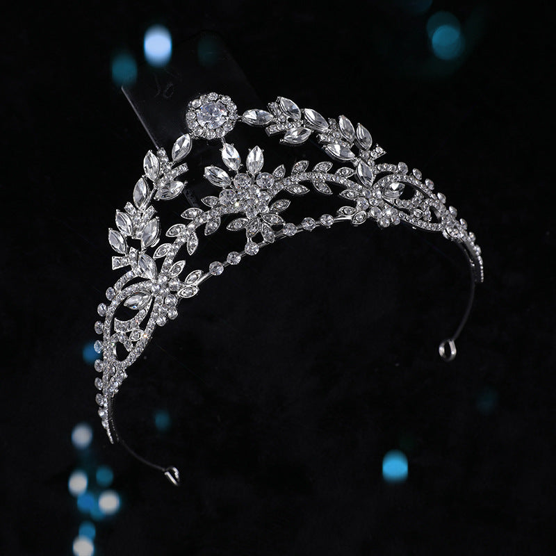 Gold Rhinestone Crown Wedding Headpiece