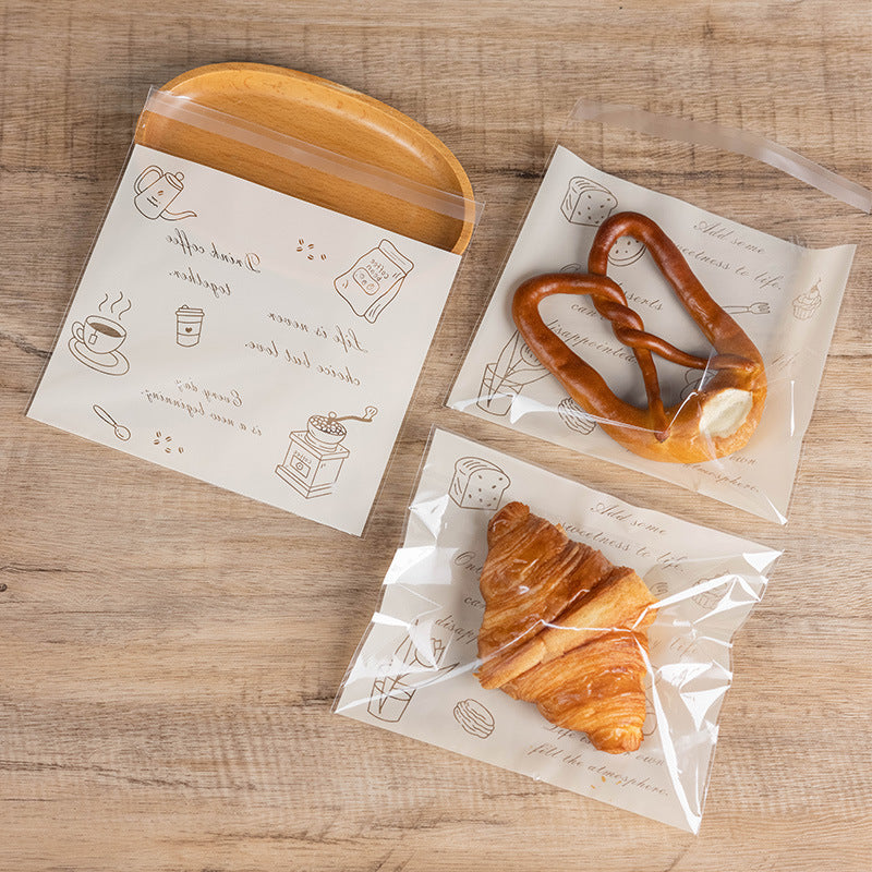 Disposable Bread & Bagel Packaging Bags Set - Transparent, Self-Sealing, 50 pcs