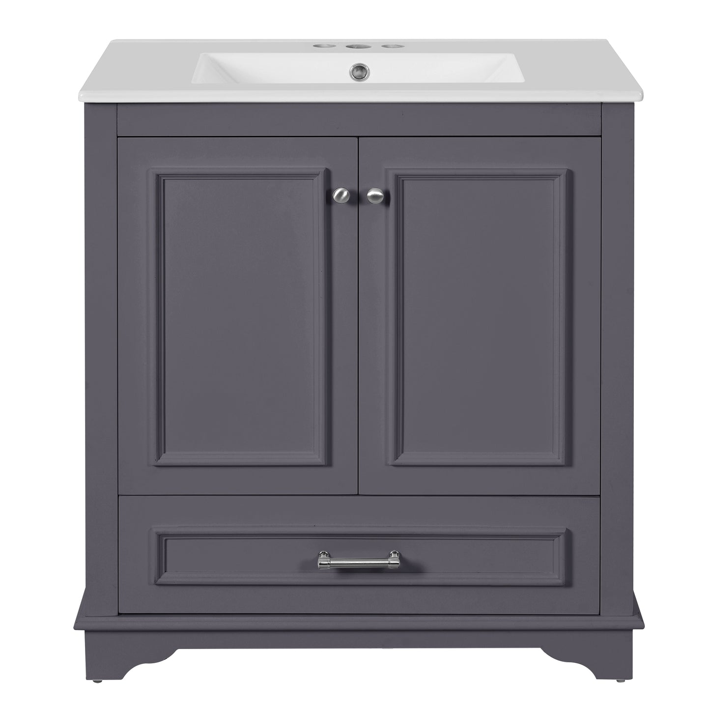 30" Blue Bathroom Vanity with Ceramic Sink & Soft Close Doors