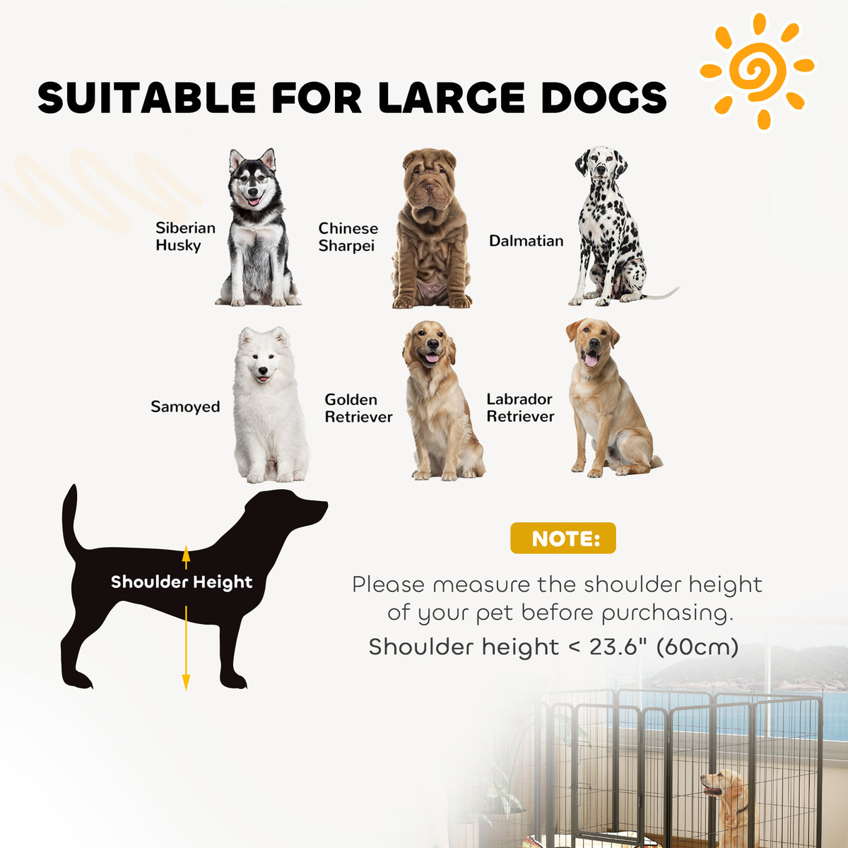 Heavy Duty 39 Inch Dog Exercise Pen - 8 Panel Metal Pet Fence for Medium Large Dogs, Black
