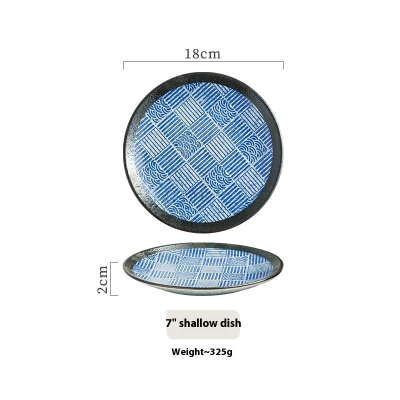 Ceramic Flat Dish Plate Set - 7 & 9 Inch Round Tableware in Multiple Colors