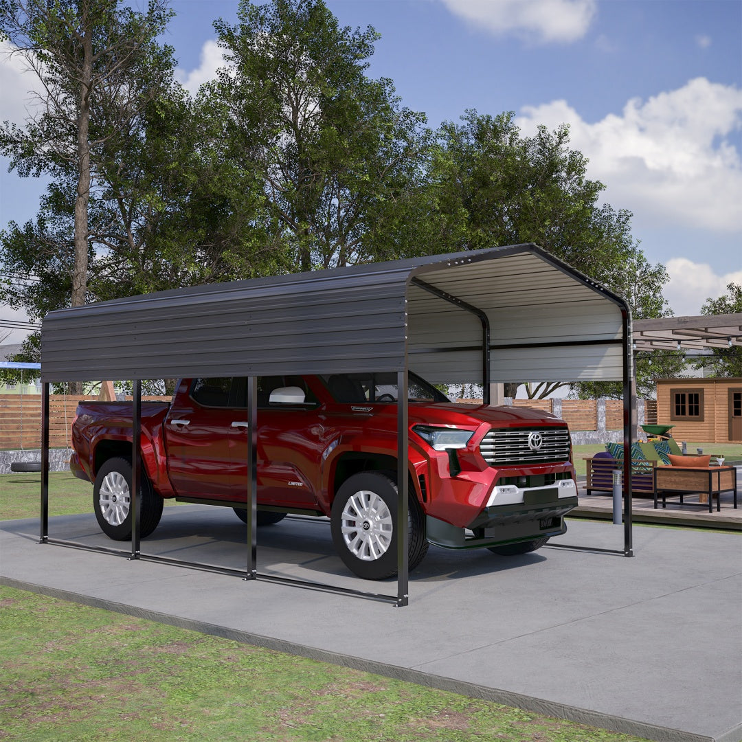 Heavy Duty Galvanized Steel Carport Canopy with Waterproof Roof - Large Capacity Shelter
