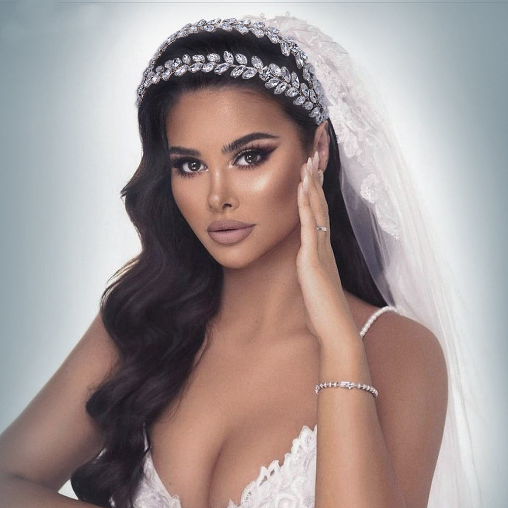 Bridal Headband Silver Rhinestone Hair Accessory for Weddings