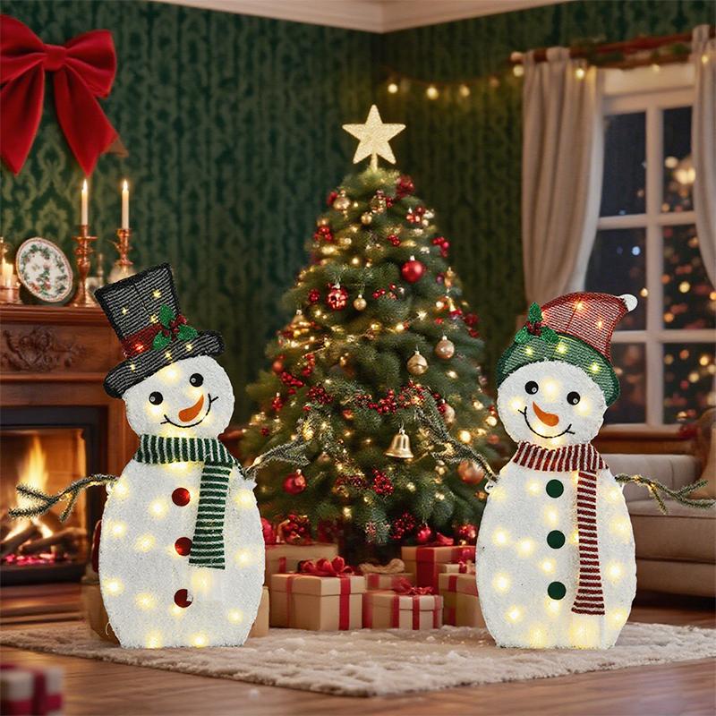 Heart-Shaped Snowman LED Lights for Holiday Decor