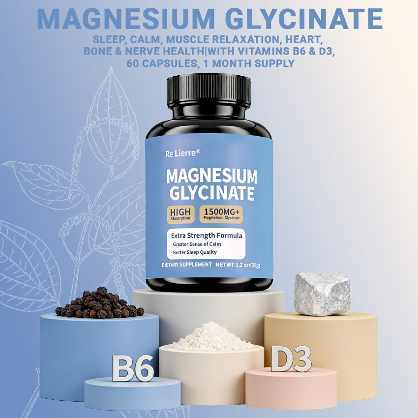 Magnesium Glycinate Capsules - 1500mg High Absorption Supplement - 60 Count