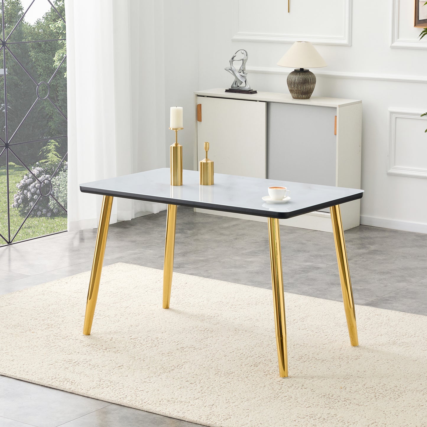Modern Minimalist Rectangular Dining Table, Suitable For 4-6 People.