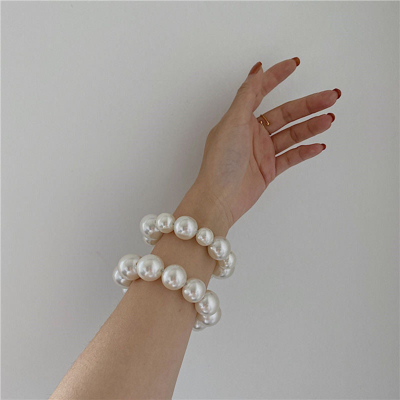 Two-Purpose Pearl Hair Band and Ponytail Holder with Big and Small Pearls