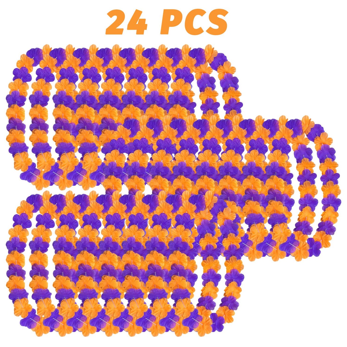 24 Pcs Halloween Flower Leis - Tropical Luau Party Decorations