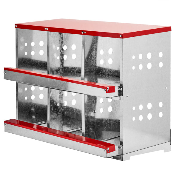 Pet Feeding Tools 6-Compartment Chicken Nesting Box, 84x43x62cm, Red, Iron