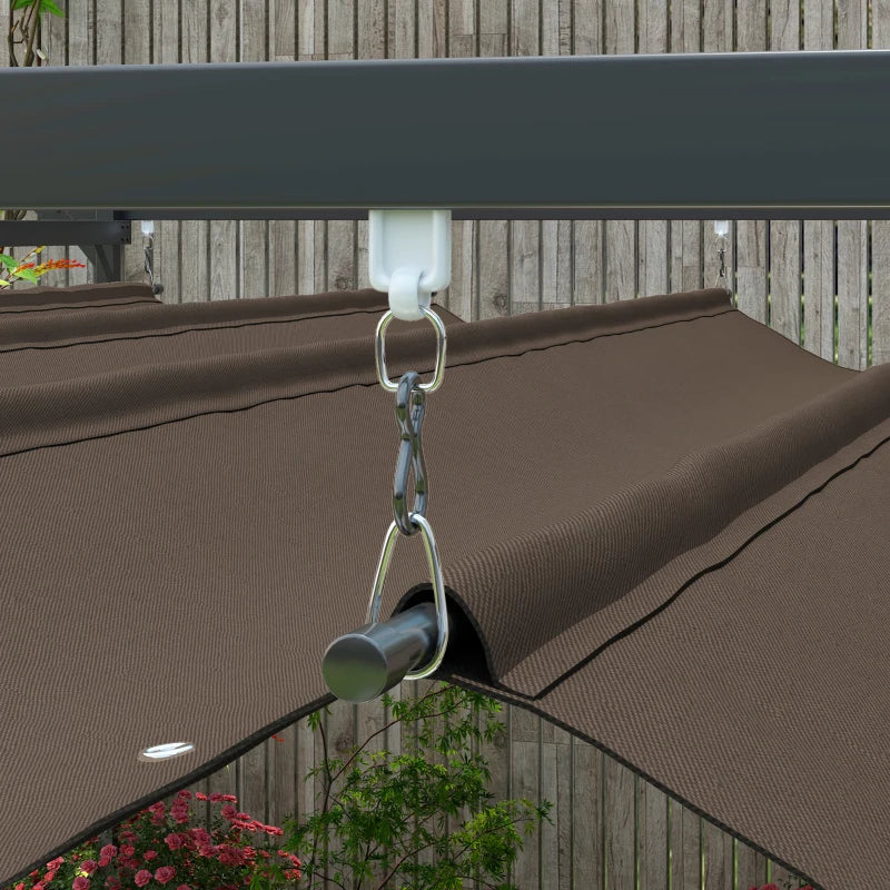 Metal Retractable Pergola Canopy for Garden Patio Backyard Brown