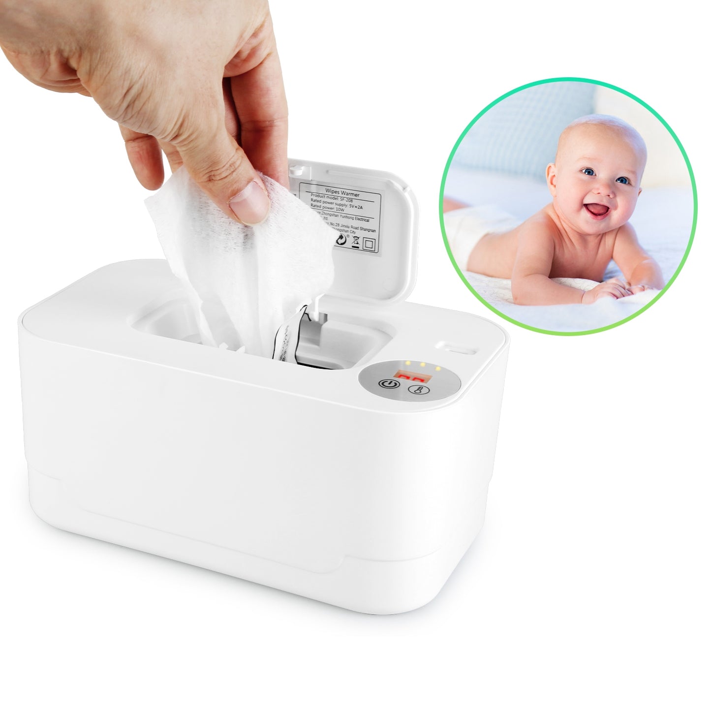 Baby Wipe Warmer with 3 Temperature Settings, Night Light & Large Capacity