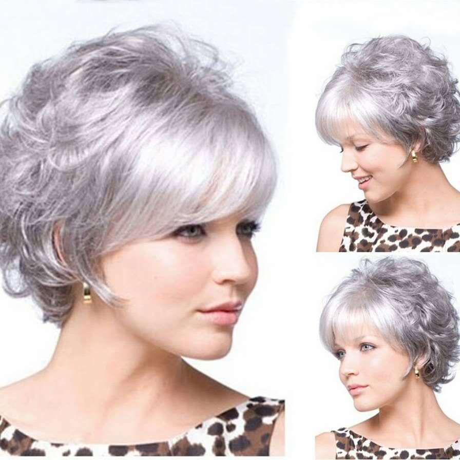 Women's Wig Headgear - Small Volume Hairpiece for Ladies, Grey White
