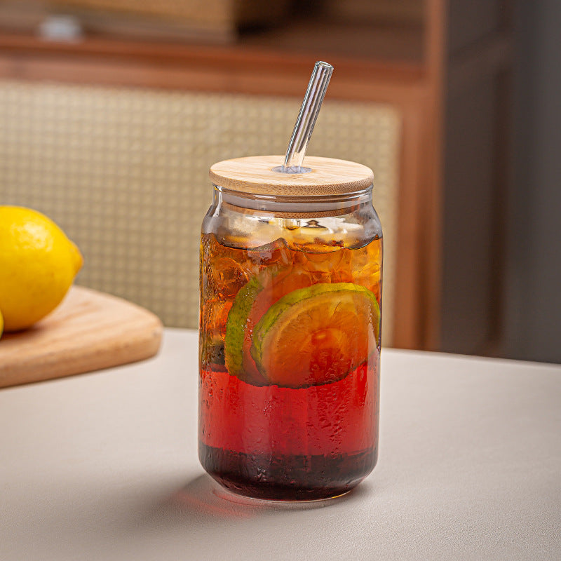 540ml Glass Cup with Straw and Bamboo Cover - Hot & Cold Drinkware