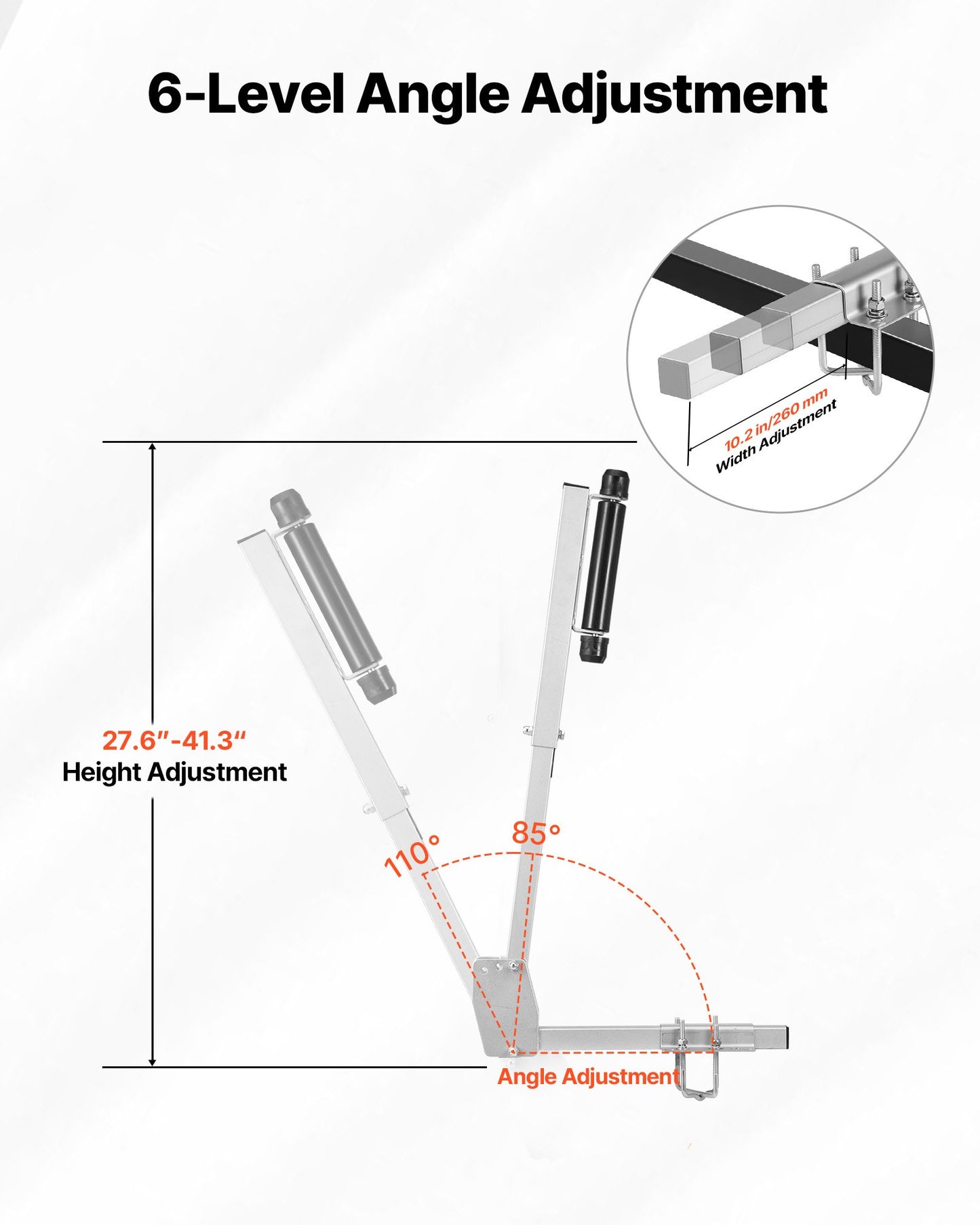 Adjustable Boat Trailer Guides 27.6-41.3 Inch Steel Roller Guides for Larger Fishing Boats